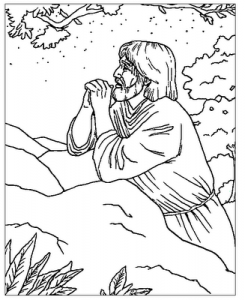 sketch of jesus praying in the garden of gethsemane
