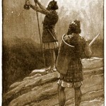 david and abishai holding king sauls spear and water jug