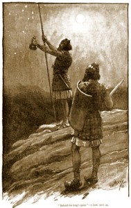 david and abishai holding king sauls spear and water jug