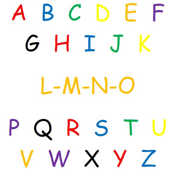 alphabet in bright colors